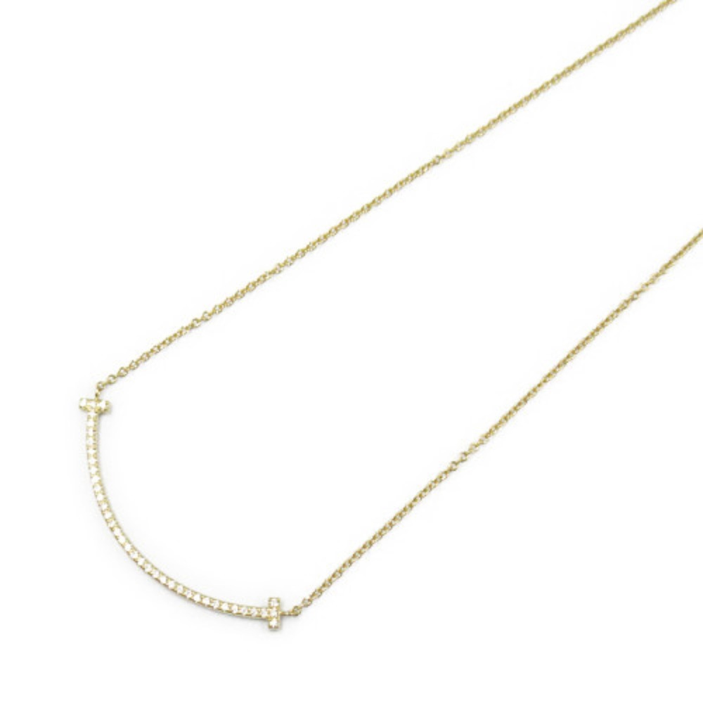 Tiffany T Smile Small Diamond Necklace Yellow Gold Diamond Clear